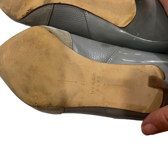 Zara heels Women's 37 US 6.5 gray suede pointy toe - Picture 8 of 11